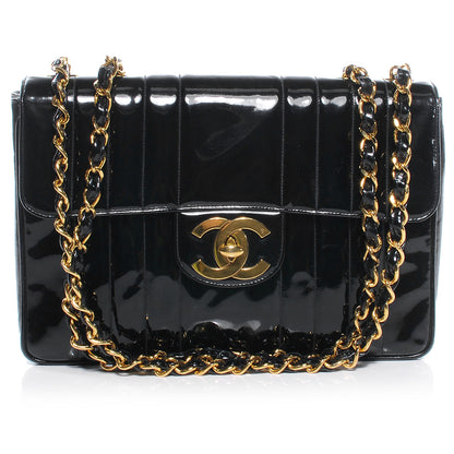 Chanel Patent Vertical Quilt Jumbo Flap Black 1 of 7