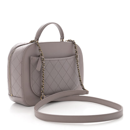 Chanel Shiny Calfskin Goatskin Quilted Coco Curve Vanity Grey 3 of 11