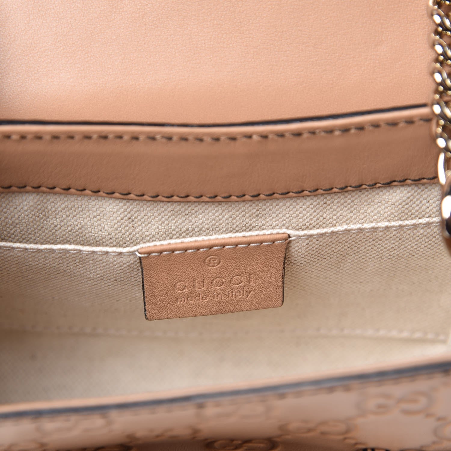 Gucci Guccissima Mini Emily Chain Shoulder Bag Camelia 7 of 8