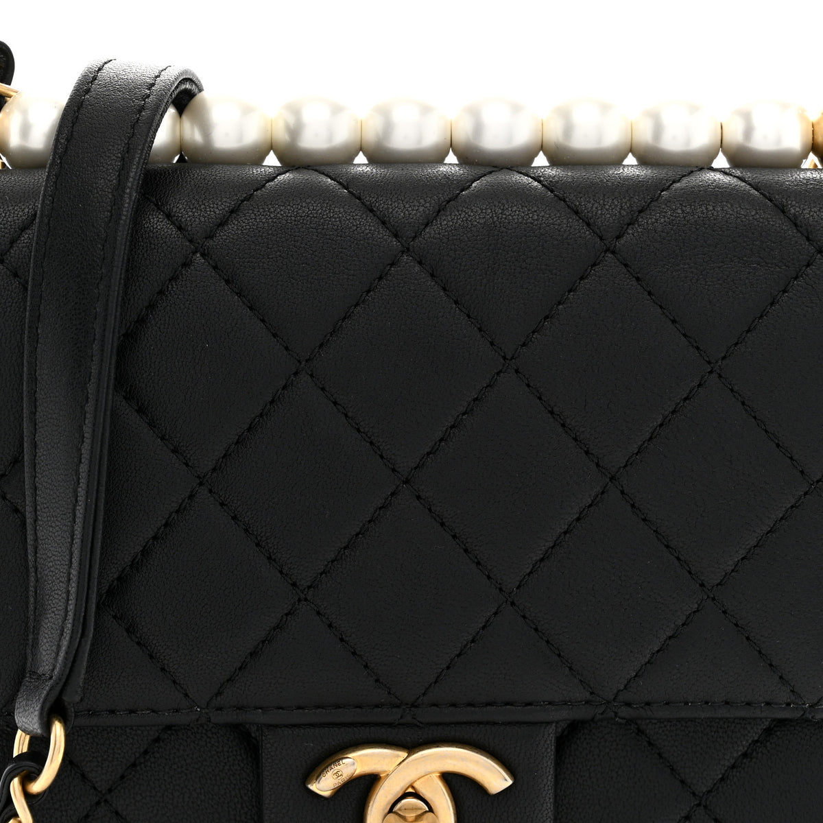 Chanel Goatskin Quilted Chic Pearls Flap Black 8 of 12