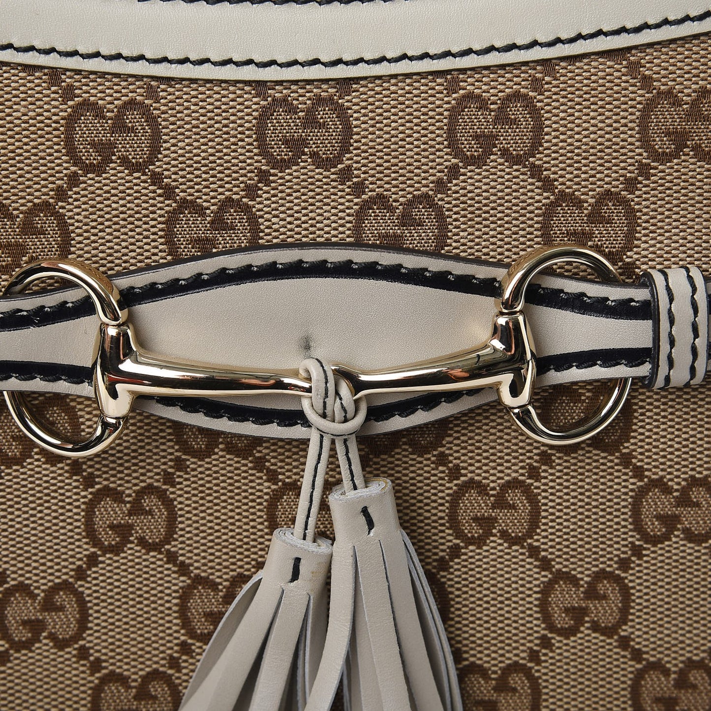 Monogram Margaux Calfskin Medium Emily Chain Shoulder Bag Beige Ebony Mystic White