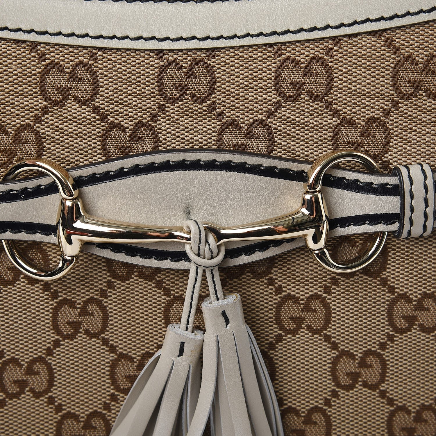 Gucci Monogram Margaux Calfskin Medium Emily Chain Shoulder Bag Beige Ebony Mystic White 9 of 9