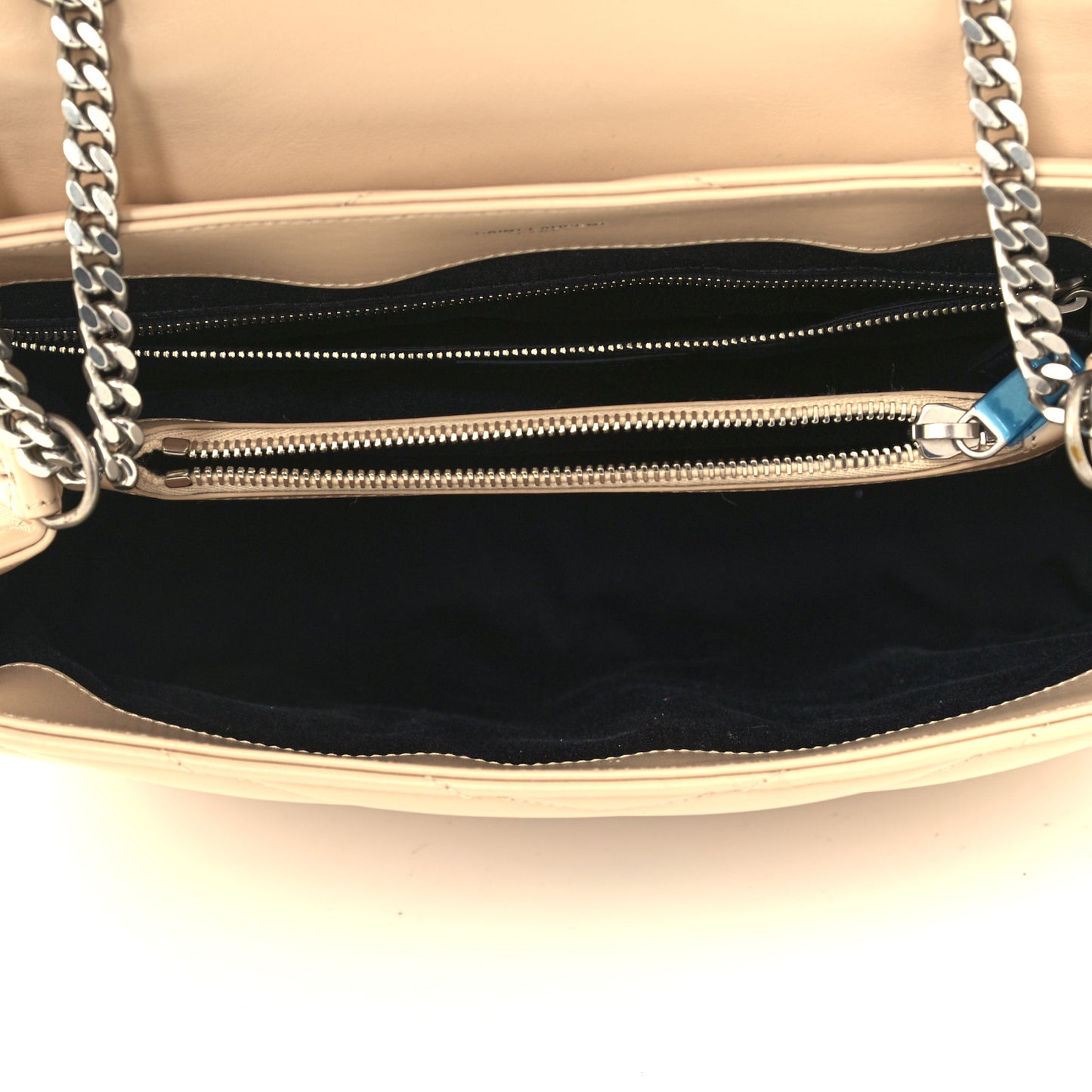 Calfskin Y Quilted Monogram Medium Loulou Chain Satchel Nude Powder