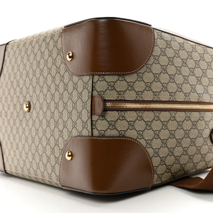 Gucci GG Supreme Monogram Azalea Calfskin Retro Interlocking G Large Duffle Bag Beige Ebony Brown Sugar 9 of 12