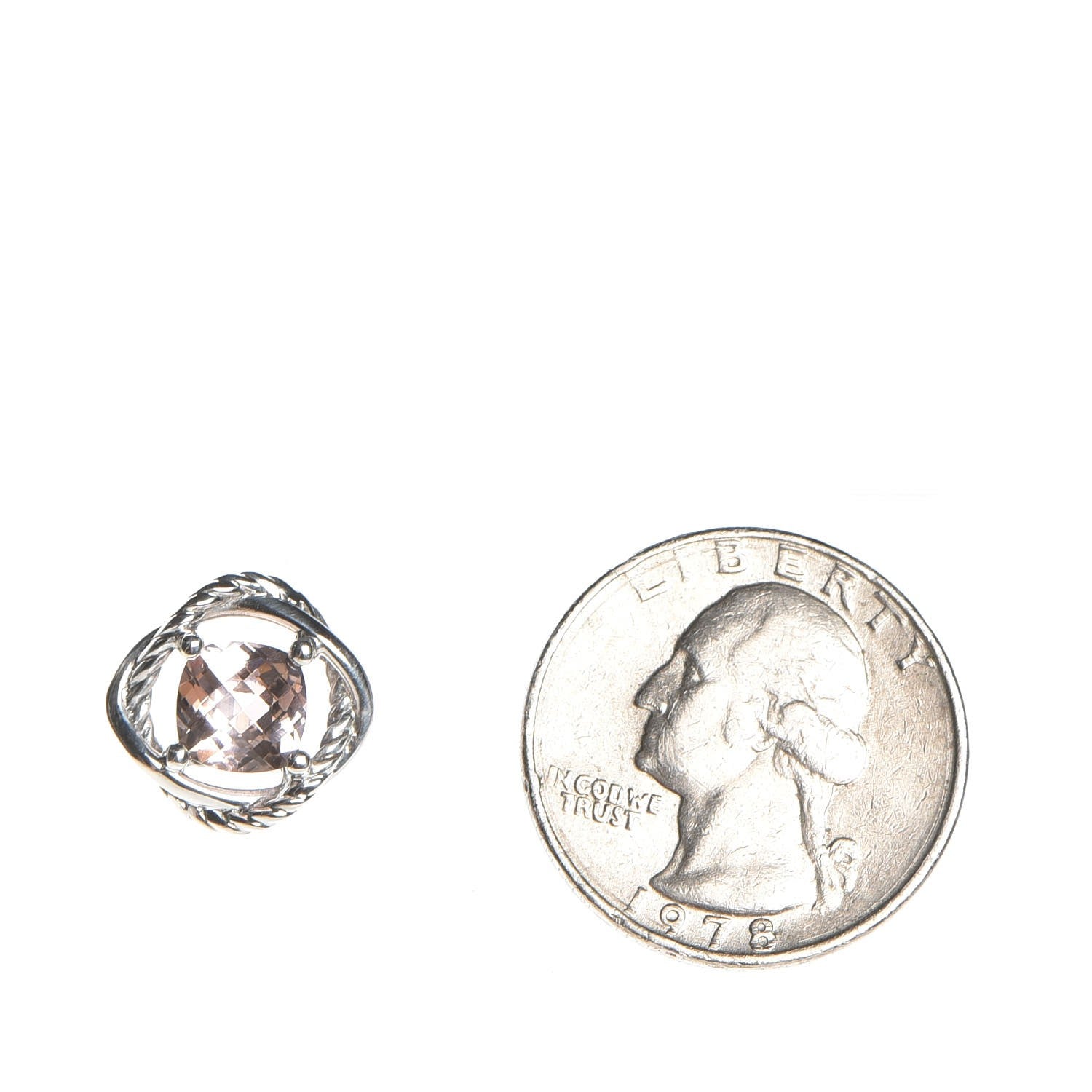 David Yurman Sterling Silver Morganite 7mm Infinity Earrings 2 of 5