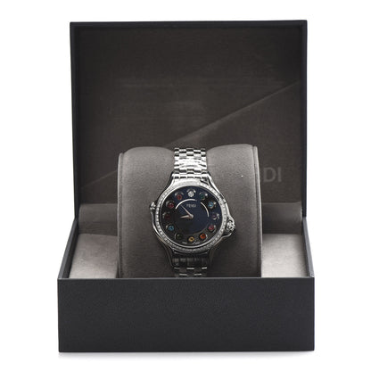 Fendi Stainless Steel Diamond Bezel Topaz 38mm Crazy Carats Quartz Watch Black 9 of 10