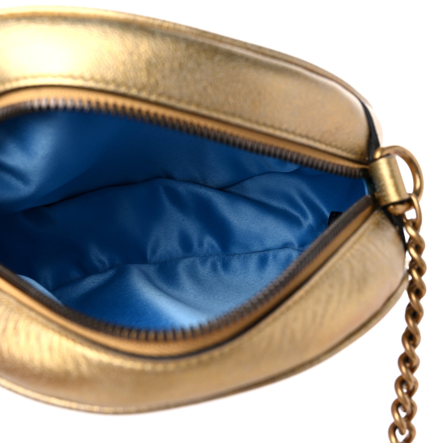 Metallic Nappa Matelasse Heart Mini GG Marmont Round Shoulder Bag Oro Vecchio Rosa