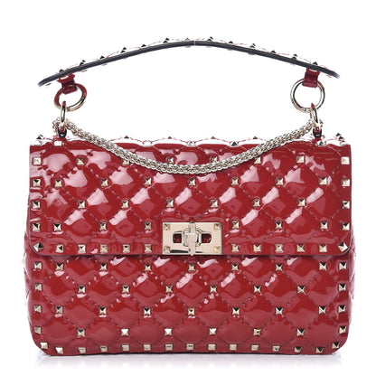 Valentino Garavani Patent Medium Rockstud Spike Shoulder Bag Rosso Valentino 1 of 10