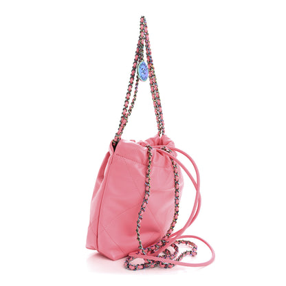 Chanel Shiny Calfskin Quilted Rainbow Metal Mini Chanel 22 Coral Pink 2 of 11