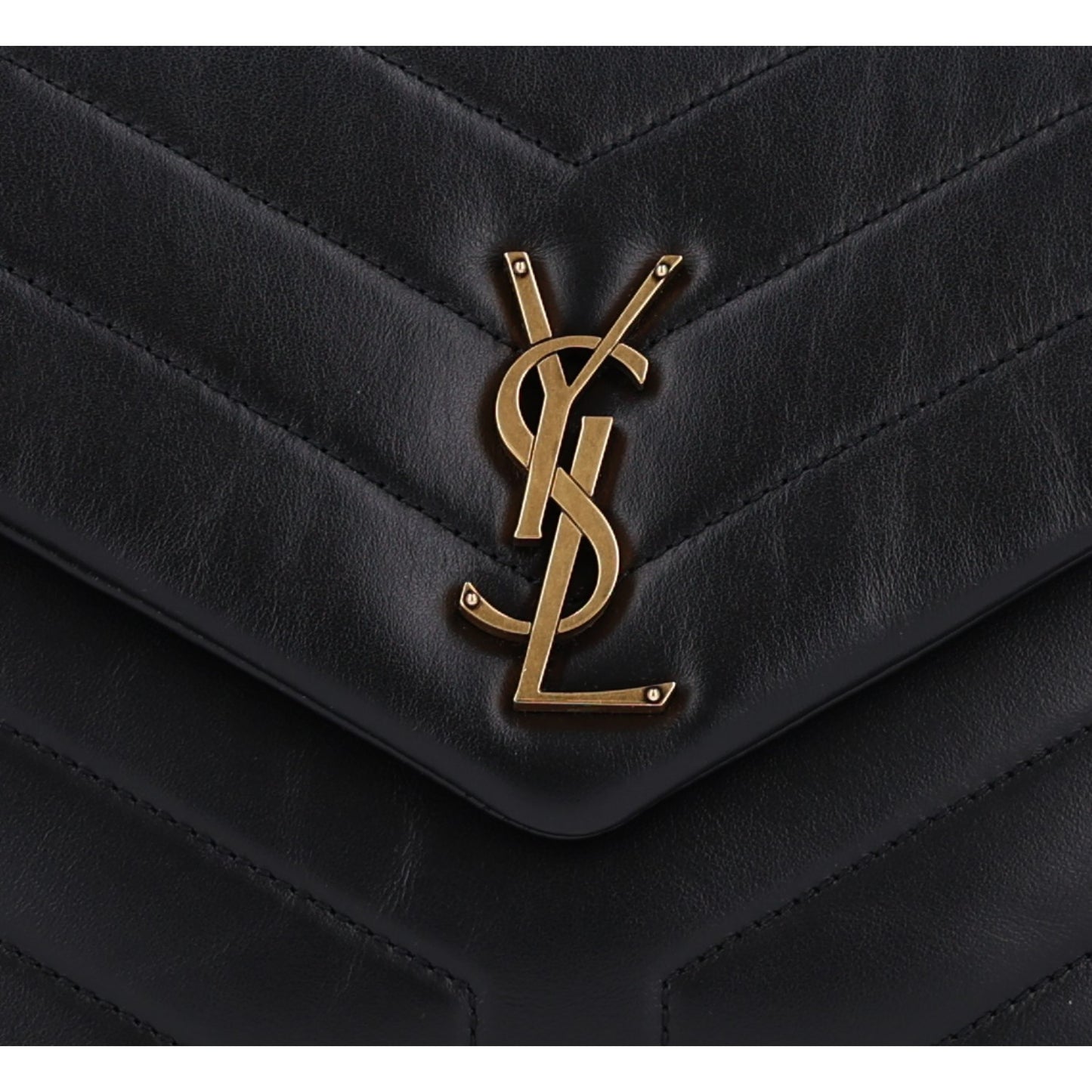 Calfskin Y Quilted Monogram Small Loulou Chain Satchel Black