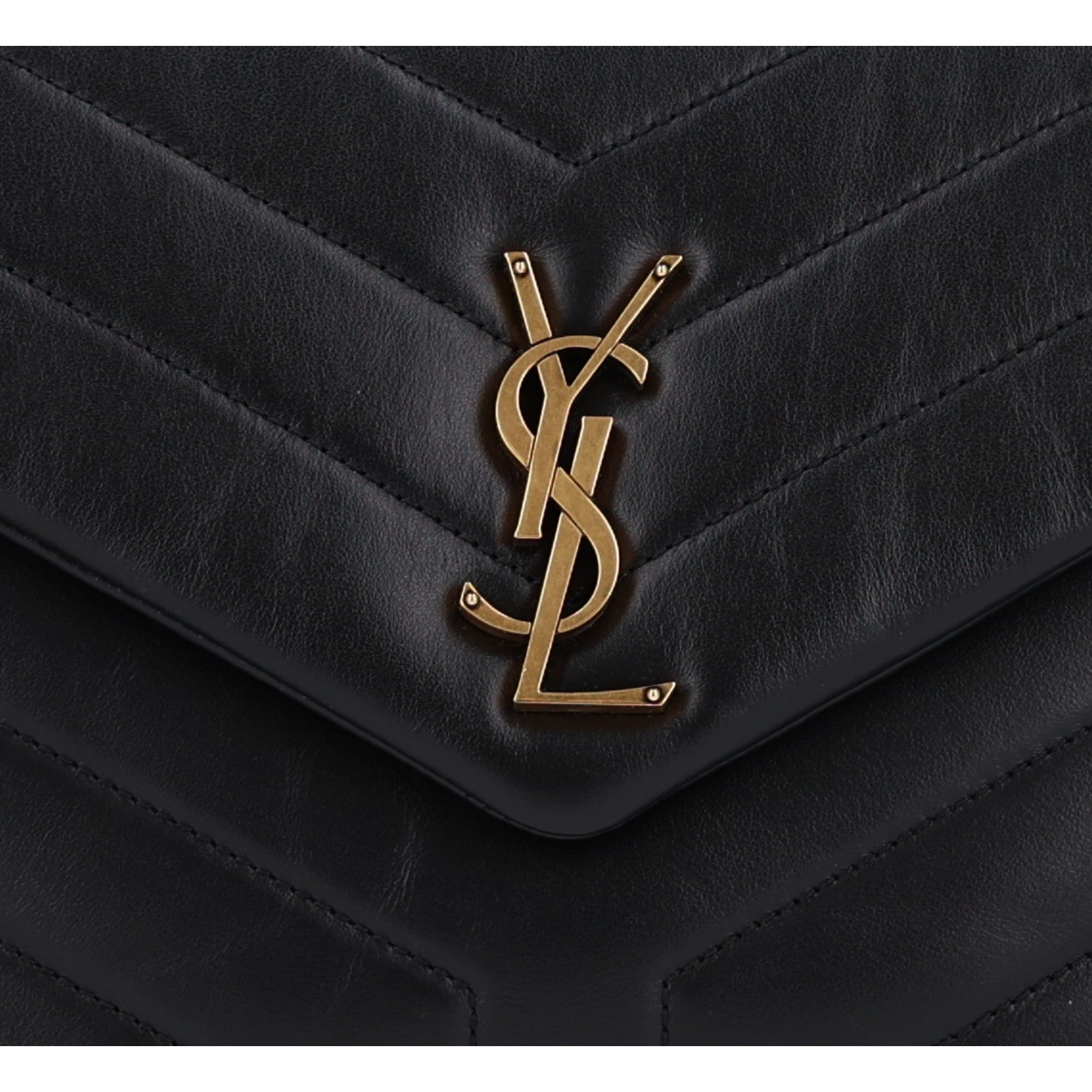 Saint Laurent Calfskin Y Quilted Monogram Small Loulou Chain Satchel Black 10 of 11