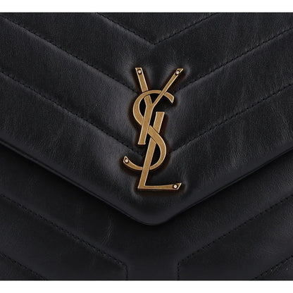 Saint Laurent Calfskin Y Quilted Monogram Small Loulou Chain Satchel Black 10 of 11