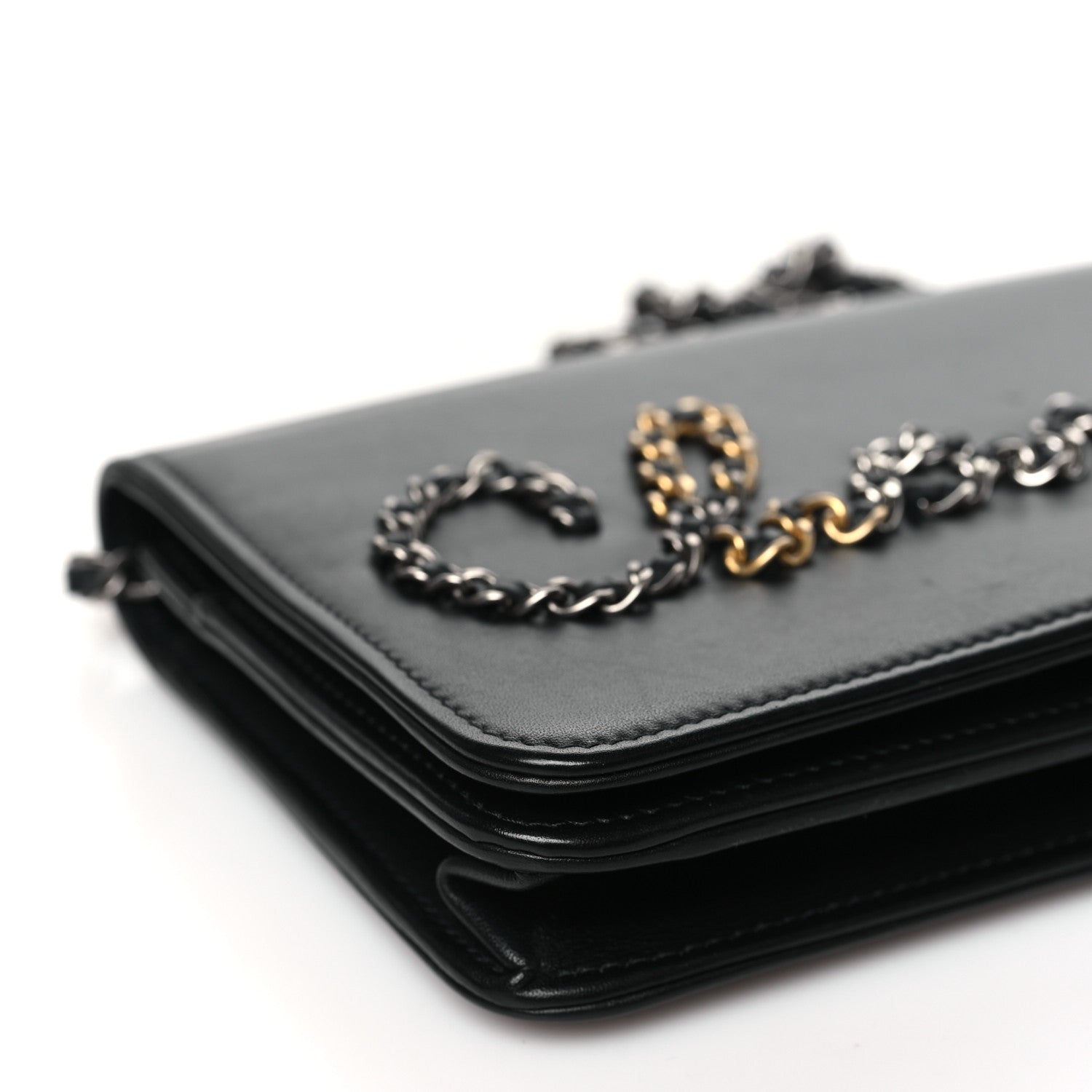 Chanel Calfskin Chain 20s Signe Wallet on Chain WOC Black 10 of 11