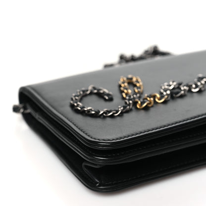 Chanel Calfskin Chain 20s Signe Wallet on Chain WOC Black 10 of 11