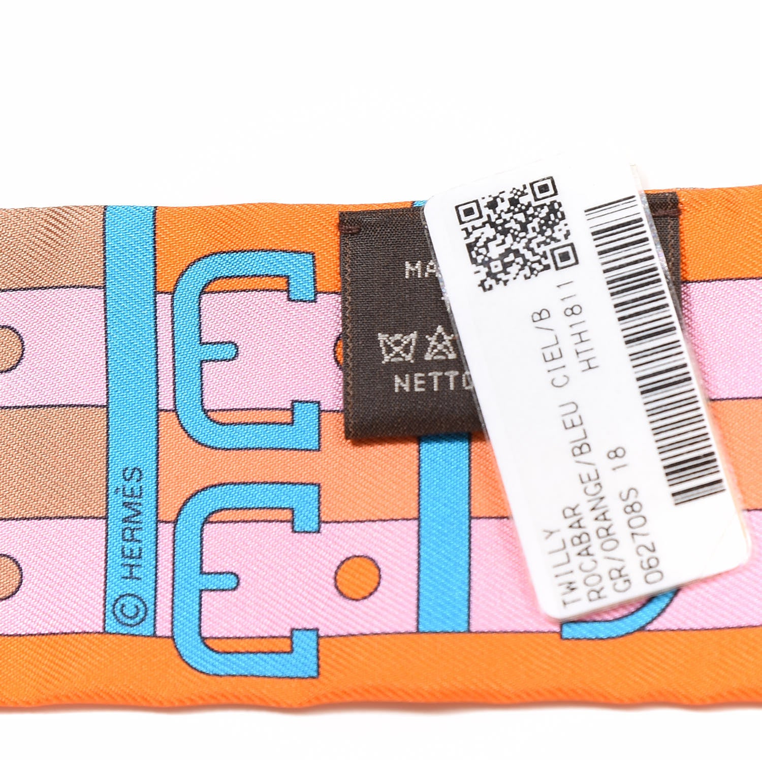 Hermes Silk Rocabar Twilly Orange Bleu Ciel 3 of 3