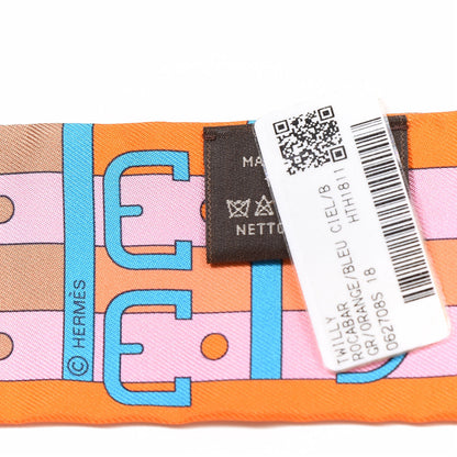 Hermes Silk Rocabar Twilly Orange Bleu Ciel 3 of 3