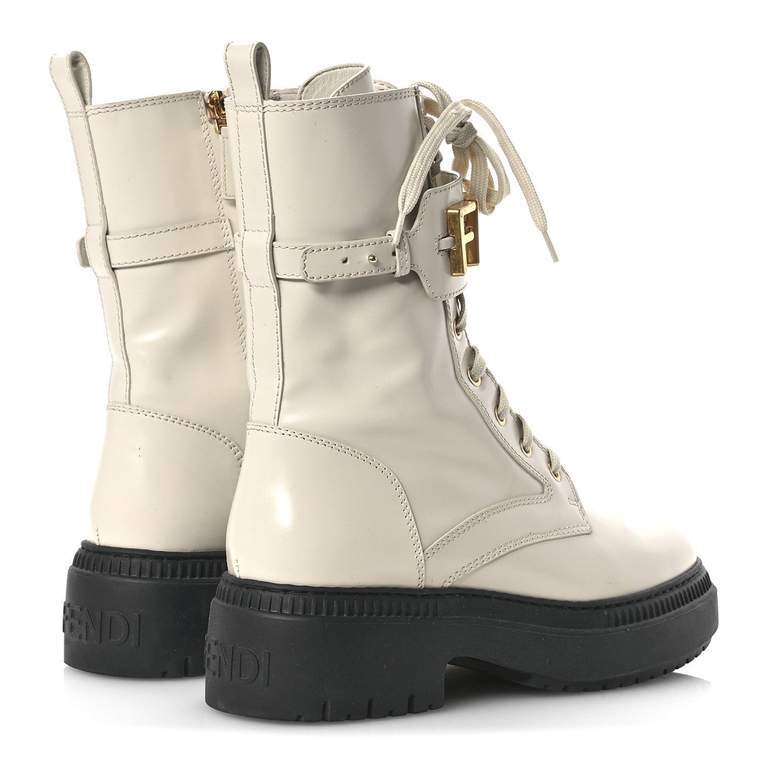 Fendi Vitello Abrasivato Fendigraphy 50mm Biker Boots 40.5 White 5 of 8