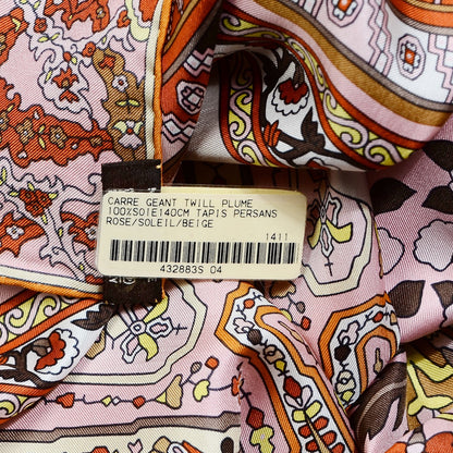 Hermes Twill Plume Tapis Persans Scarf 140 Rose Soleil Beige 4 of 4