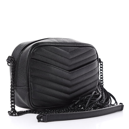 Saint Laurent Grain De Poudre Matelasse Monogram Mini Lou Camera Bag Black 3 of 10