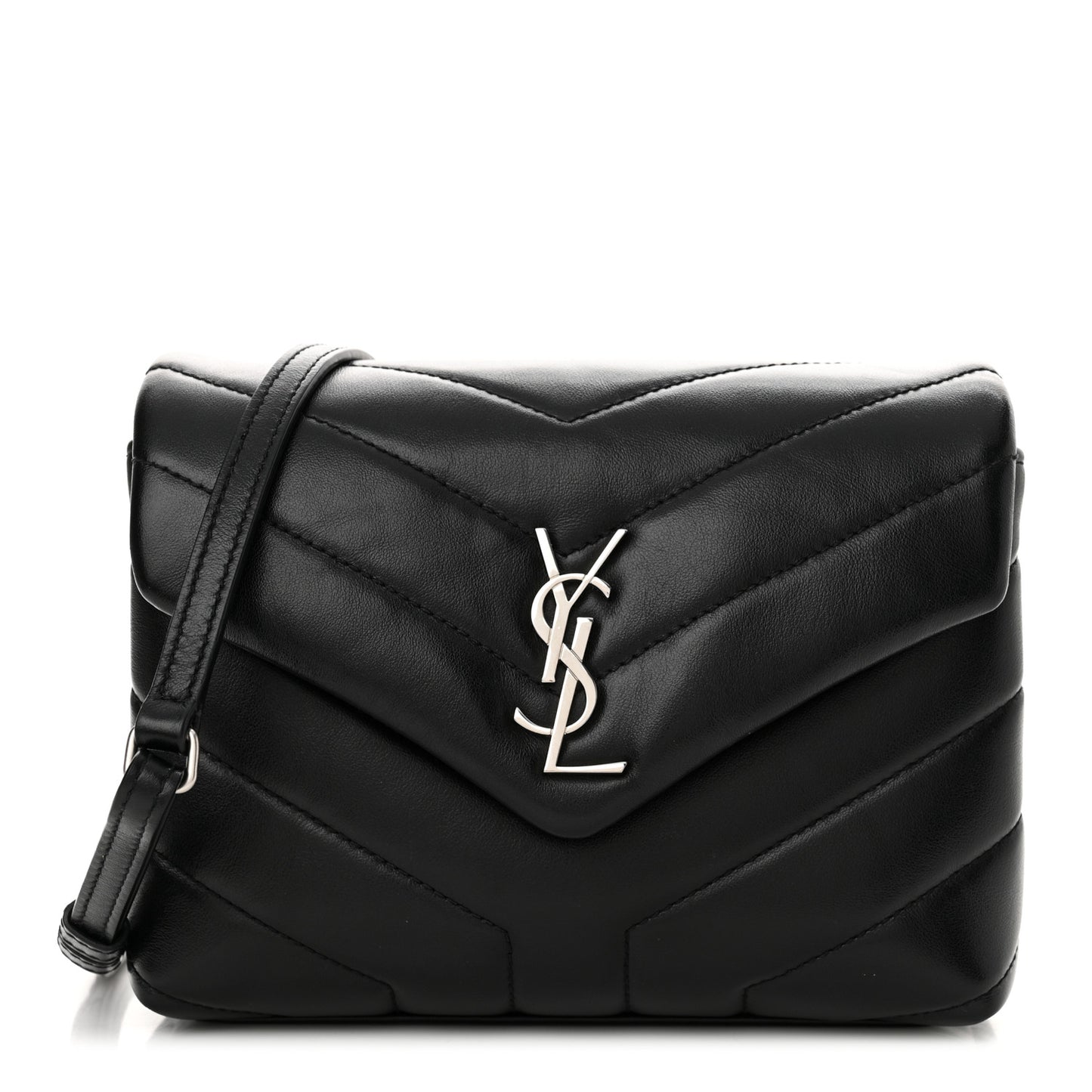 Calfskin Y Quilted Monogram Toy Loulou Crossbody Bag Black