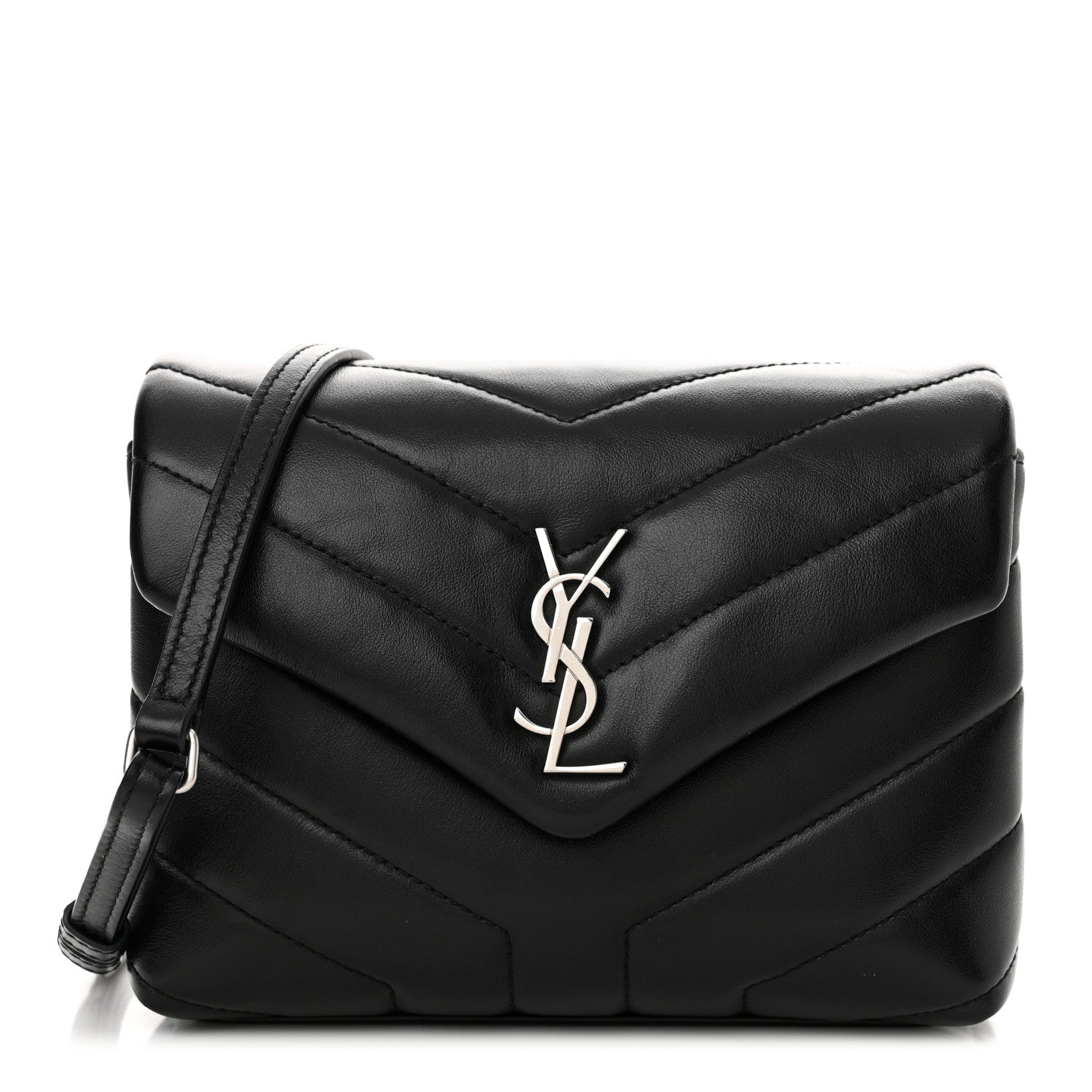 Saint Laurent Calfskin Y Quilted Monogram Toy Loulou Crossbody Bag Black 1 of 14