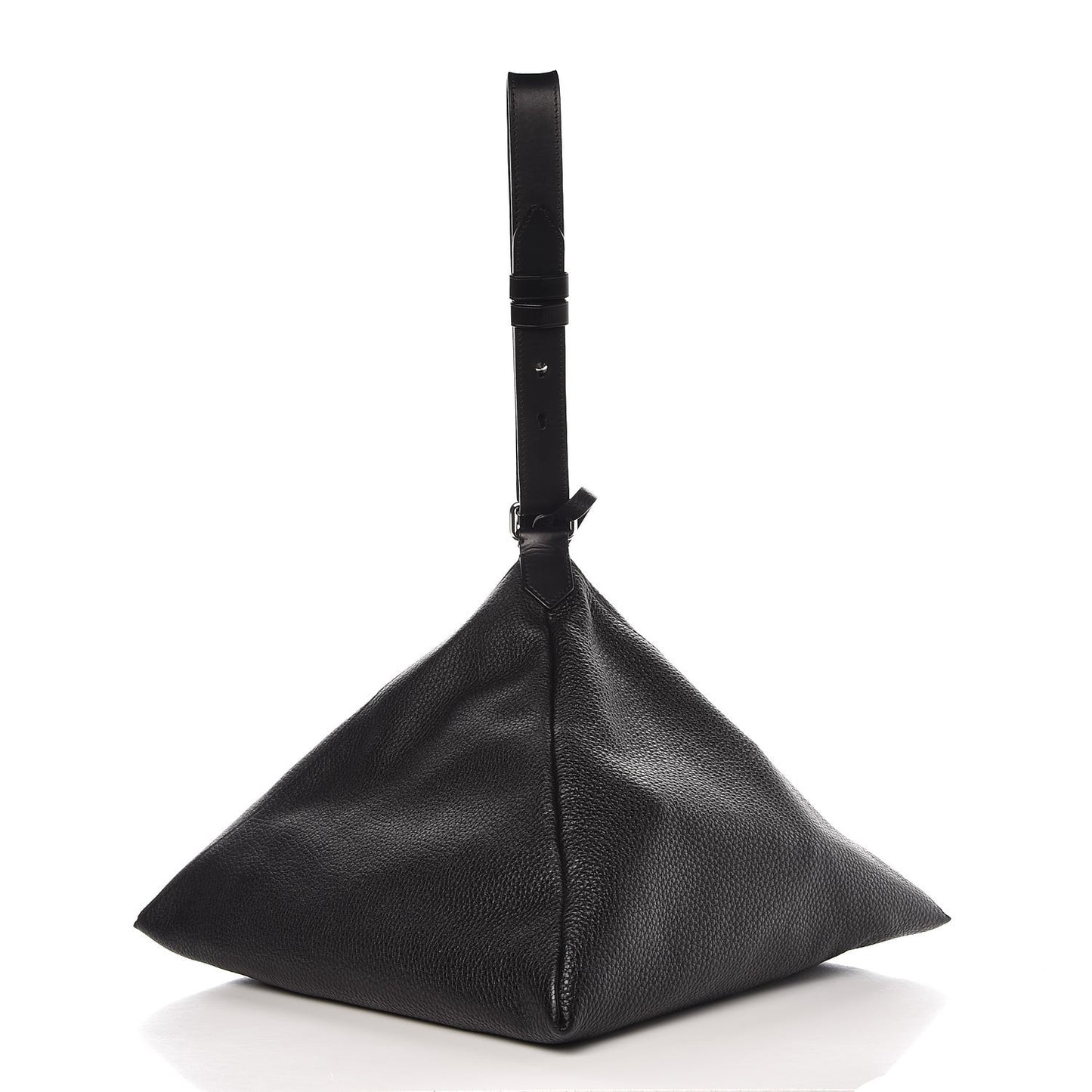 Pebbled Calfskin Pyramid Tote Black