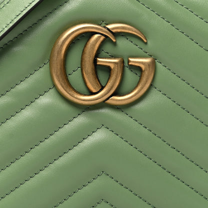 Gucci Calfskin Matelasse Chevron Small GG Marmont Chain Shoulder Bag Salamander Green 8 of 10