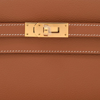 Hermes Evercolor Kelly Wallet To Go Gold 8 of 14