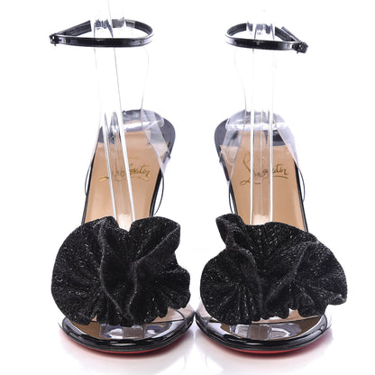 Christian Louboutin Metallic Calfskin Glitter Tonic PVC Fossiliza 100 Sandals 37.5 Black 2 of 9