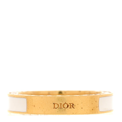 Christian Dior Metal Lacquer Crystal Night Code Ring L Gold White 3 of 4