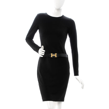 Hermes Box Togo 32mm Guilloche H Belt 85 Black Gold 2 of 7