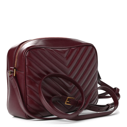 Saint Laurent Calfskin Matelasse Monogram Lou Camera Bag Dark Legion Red 2 of 10