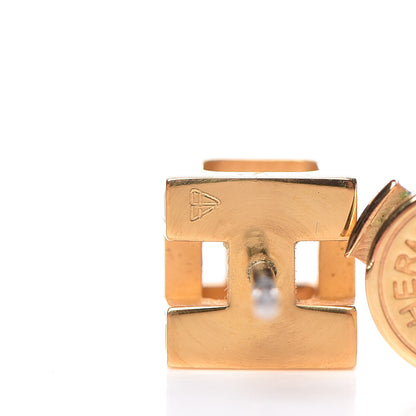 Hermes Gold Lacquered Cage d'H Earrings Rose Indien 4 of 6