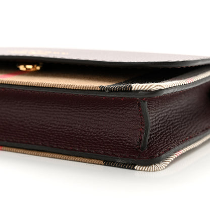 Burberry Grained Calfskin House Check Tartan Mix Hampshire Wallet On Chain Burgundy 9 of 11