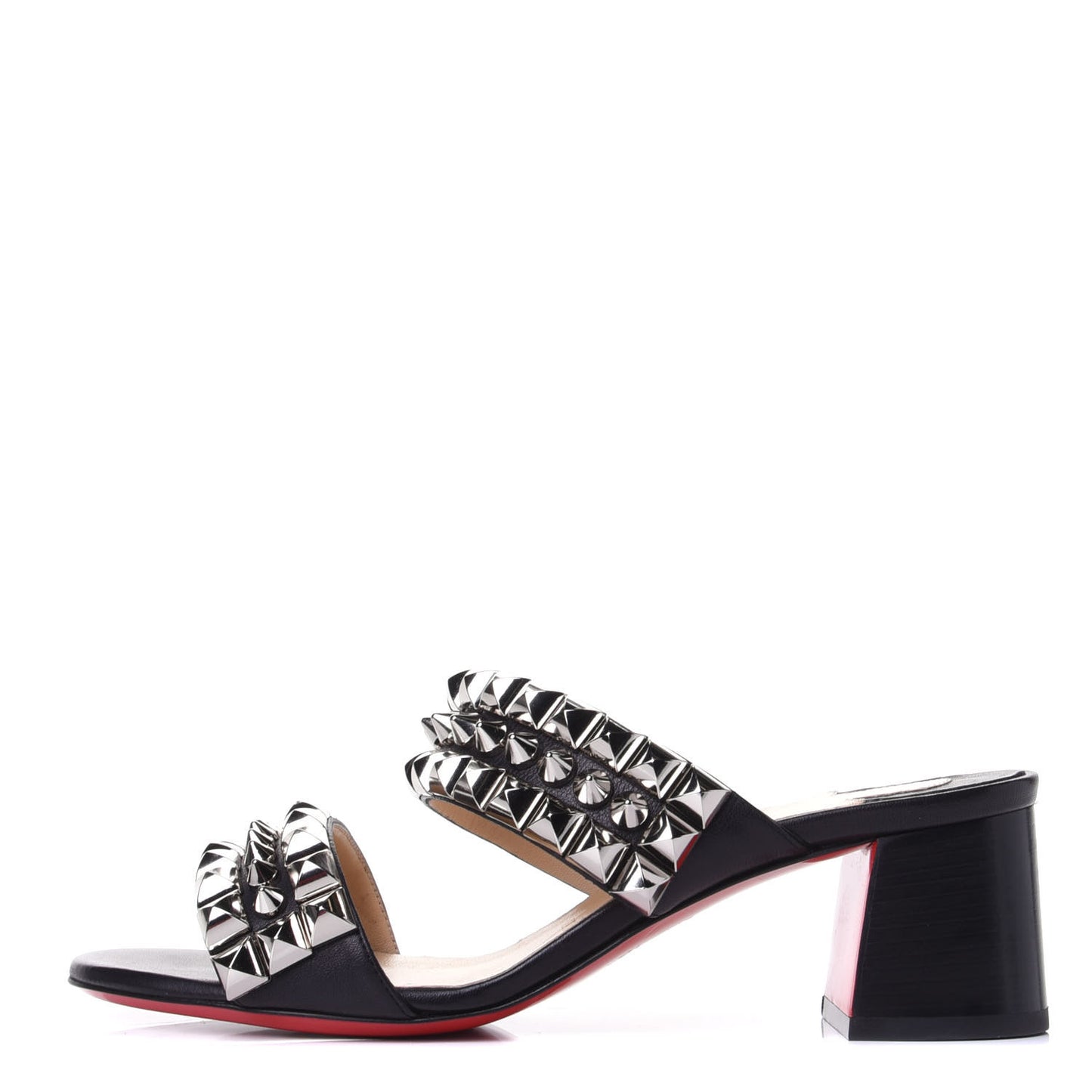 Calfskin Studded Tina Goes Mad 55 Slide Sandals 36.5 Black
