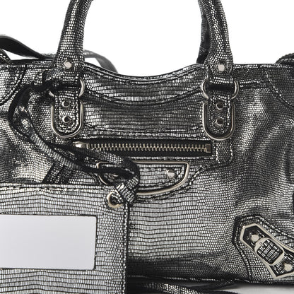 Balenciaga Metallic Calfskin Lizard Embossed Silver Metallic Edge Hardware Nano City Silver 8 of 8