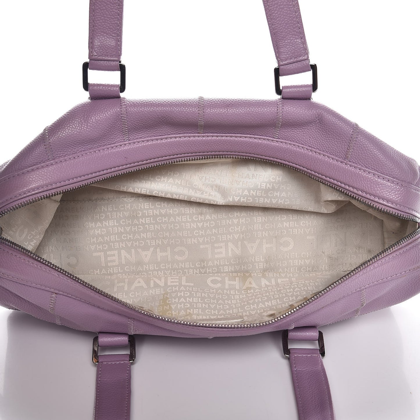 Caviar Square Stitched Tote Purple