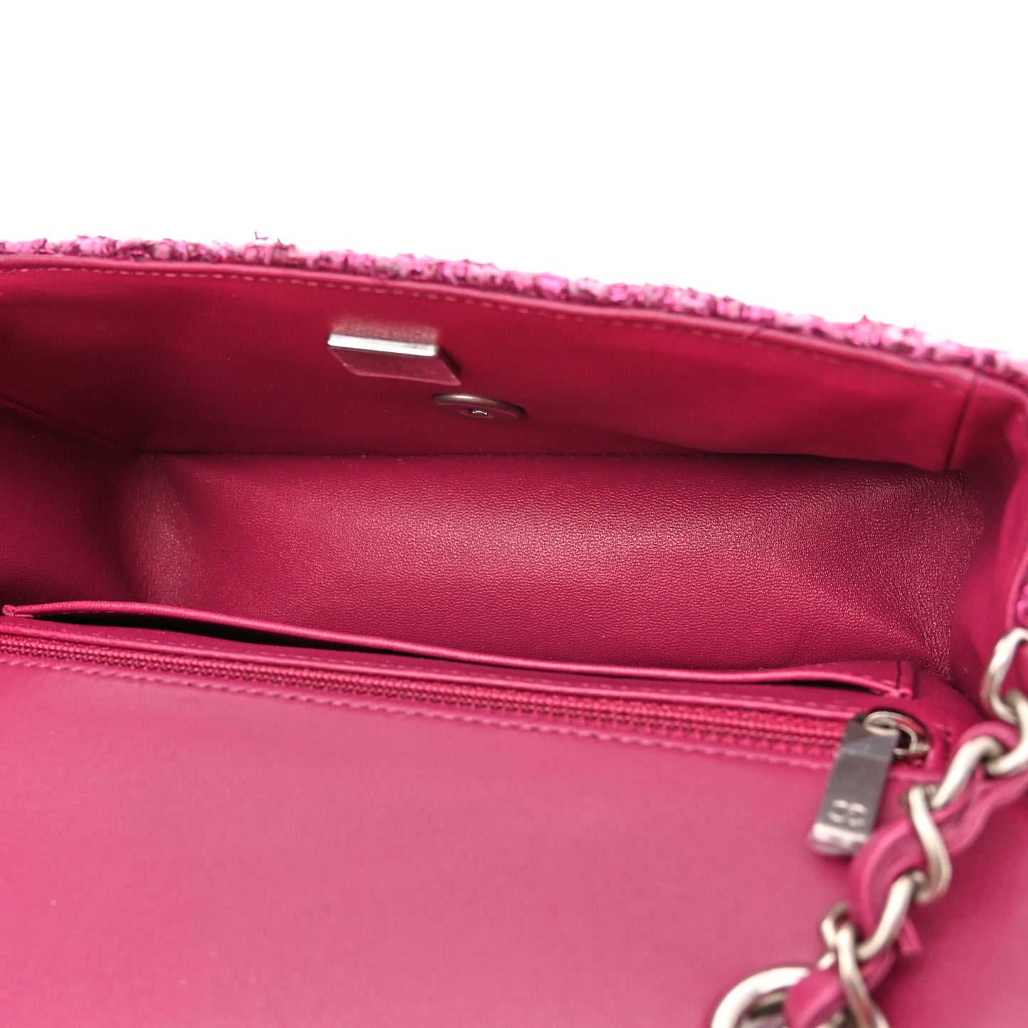 Metallic Tweed Quilted Mini Rectangular Flap Pink