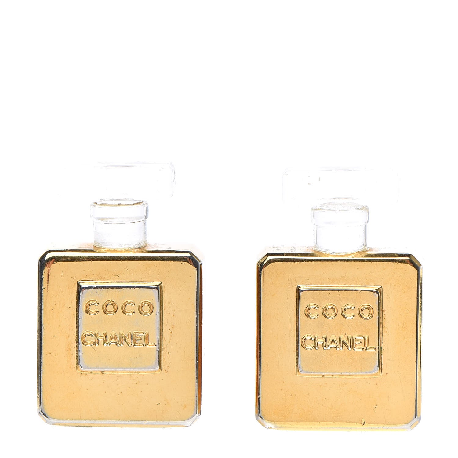Chanel Coco Perfume Bottle Clip on Earrings Gold 1 of 5
