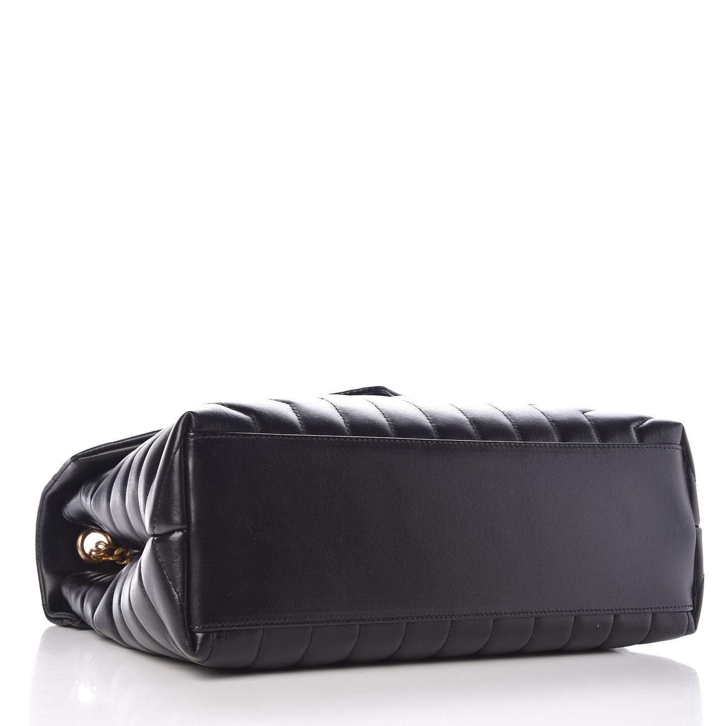 Calfskin Y Quilted Monogram Medium Loulou Chain Satchel Black