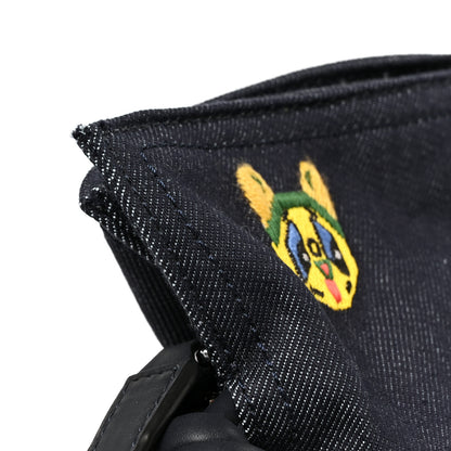 Loewe X Louis Wain Denim Embroidered Futurist Cats Medium Flamenco Knot Clutch Blue 12 of 12