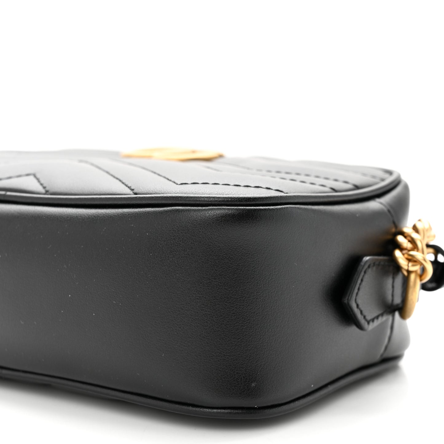 Calfskin Matelasse Mini GG Marmont Chain Shoulder Bag Black