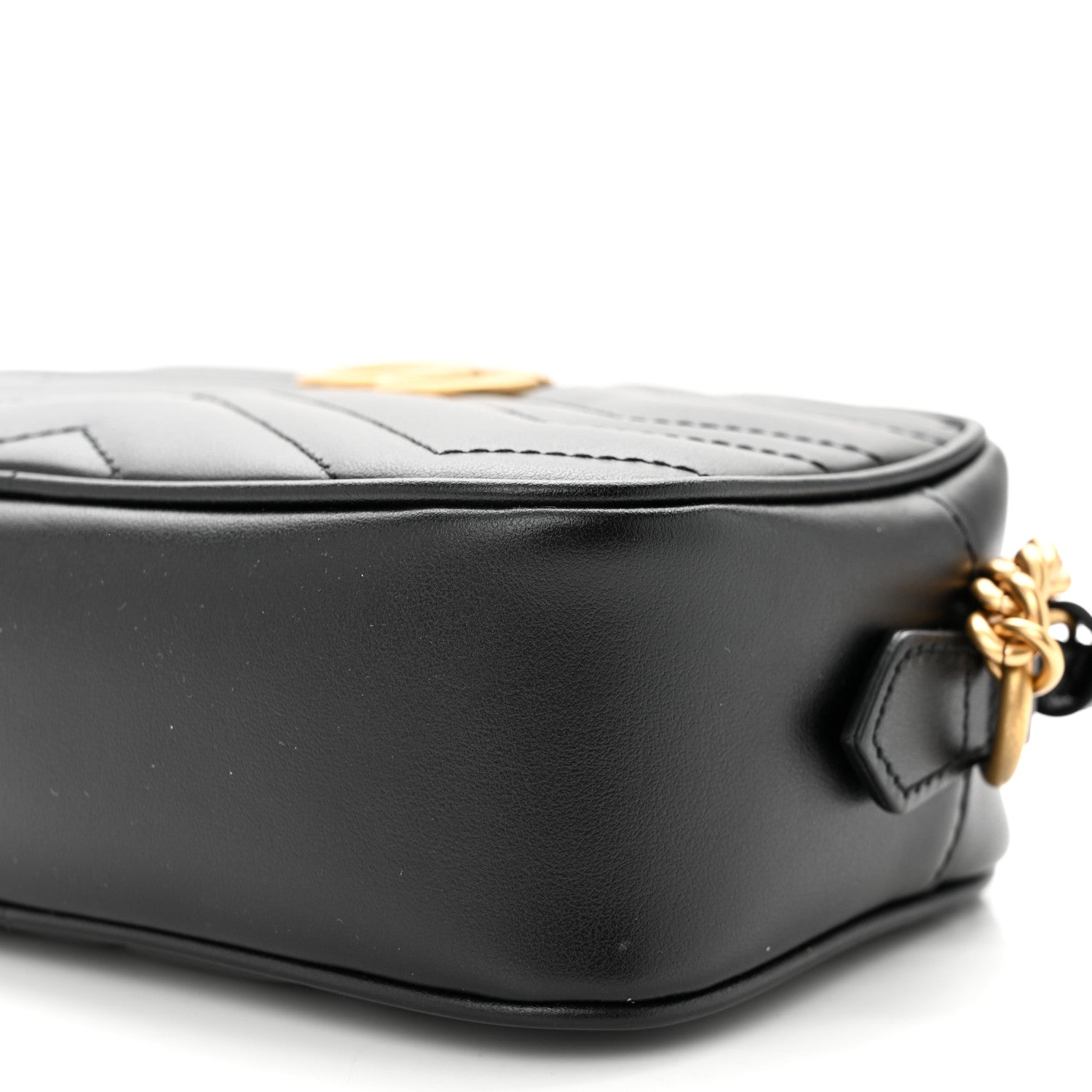 Gucci Calfskin Matelasse Mini GG Marmont Chain Shoulder Bag Black 10 of 10
