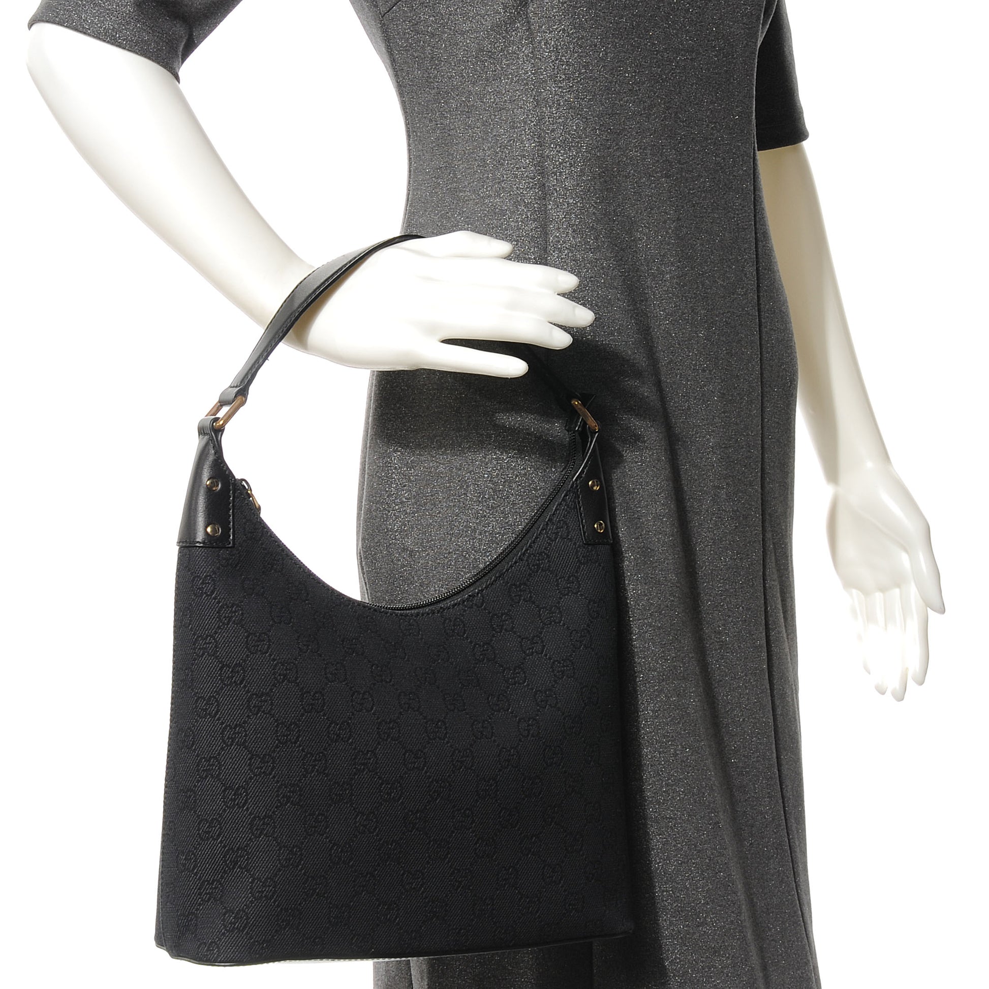 Gucci Monogram Shoulder Bag Black 2 of 7
