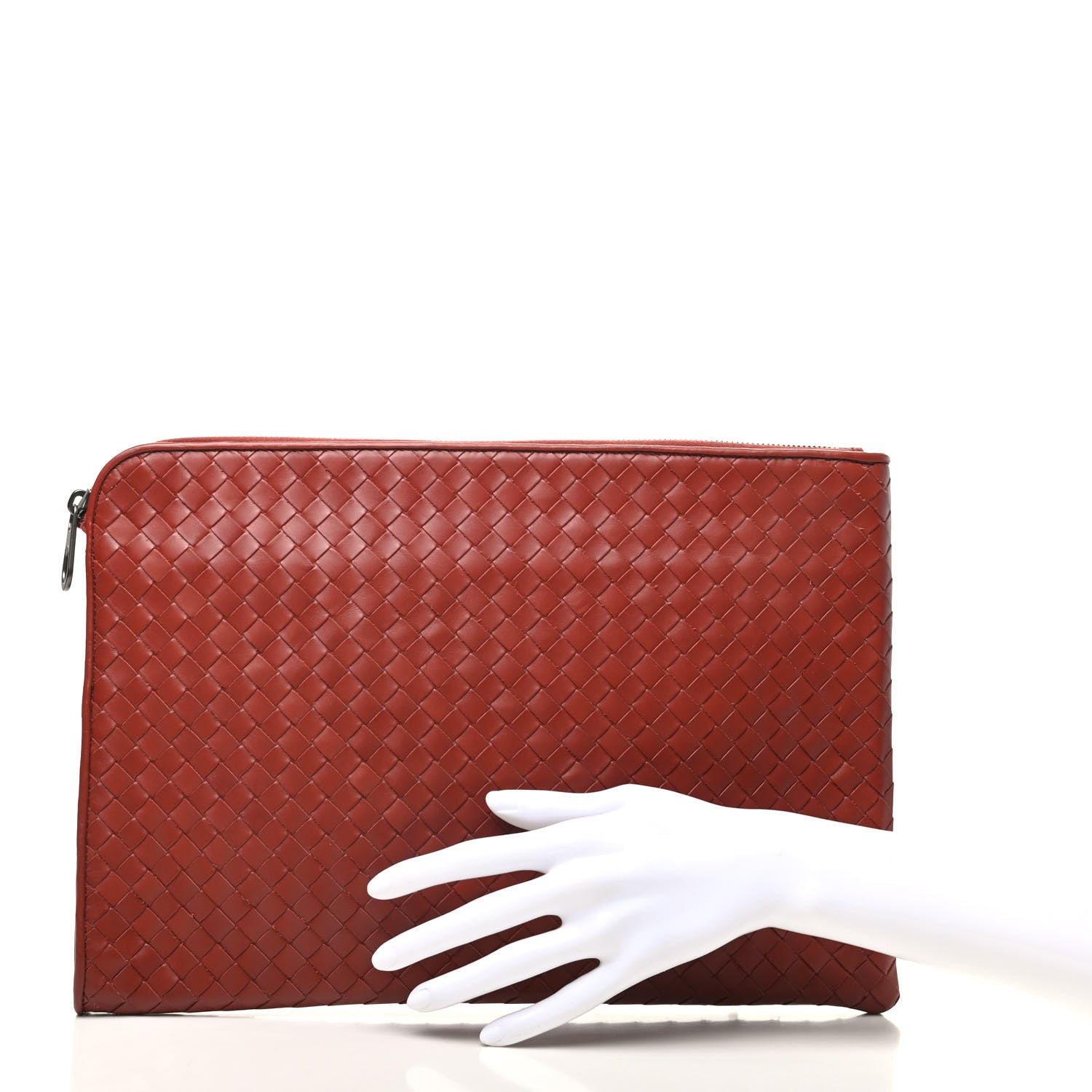 Bottega Veneta Nappa Intrecciato Flat Zip Pouch Brique 2 of 9