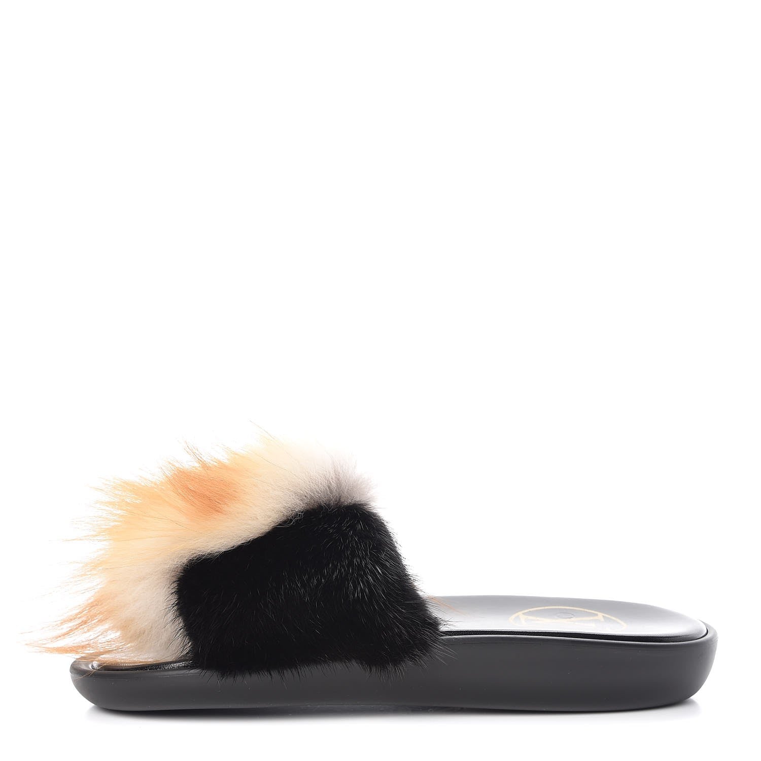 Louis Vuitton Mink Fox Fur Calfskin Puppet Mules 39 Beige Black 1 of 7
