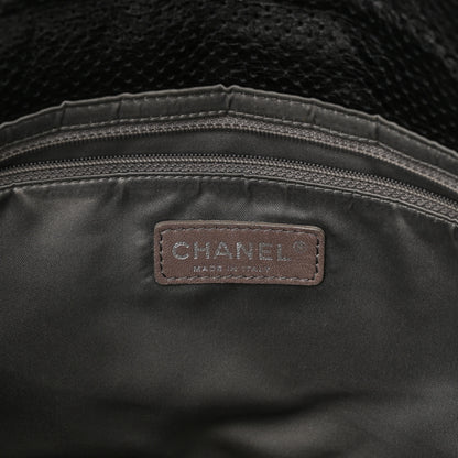 Chanel Metallic Crackled Calfskin Large Perforated Drill Flap Black 6 of 10
