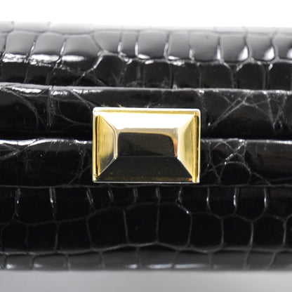 Bottega Veneta Vintage Crocodile Box Clutch Black 7 of 7