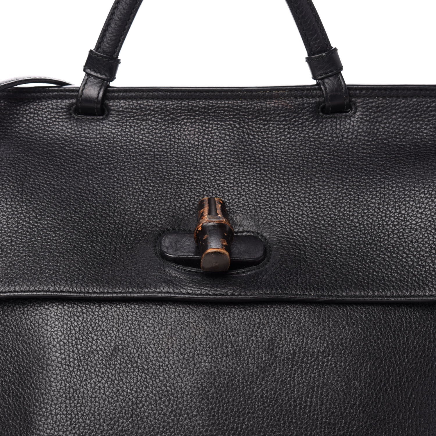 Gucci Pebbled Calfskin Large Bamboo Daily Top Handle Bag Black 16 of 16