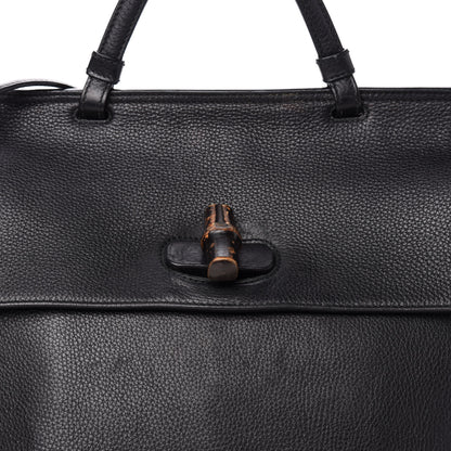 Gucci Pebbled Calfskin Large Bamboo Daily Top Handle Bag Black 16 of 16